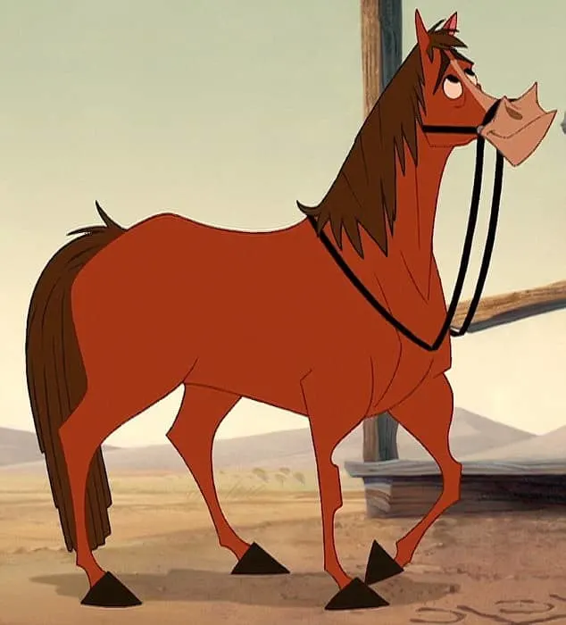 A cartoon horse, which critics say resembles the type of face seen in El Rey Magnum