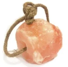 Pink horse salt lick on string