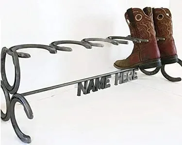 Personalized cowboy boot rack