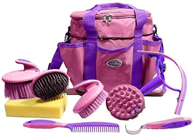 Pony Grooming Brushes Pink Blue Red Rhinegold Kids Horse Grooming Kit 