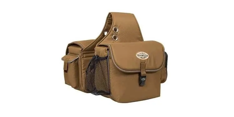 #248-670 Brown 600D Poly Deluxe Horse Trail Riding Saddle Bag Pack Water Bottles 