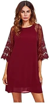 MakeMeChic Women's Casual Crewneck Dress