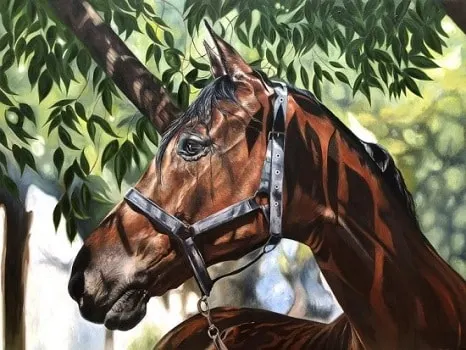 Horse Under Tree painting by artist Caroline Towning