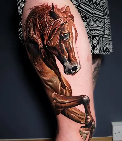 Stunning rearing horse tattoo by silviazed