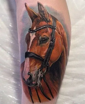 Realistic & detailed horse Facebook tattoo