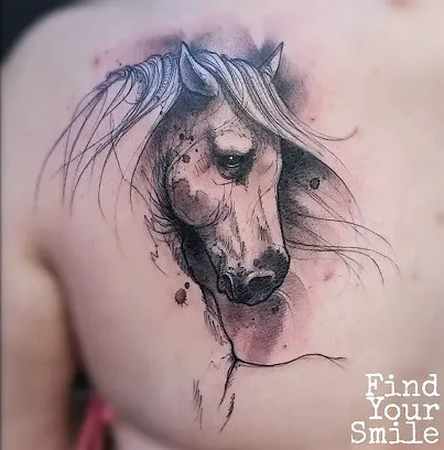 horse head design tattoo