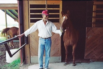 Morgan Freeman with his pet horse