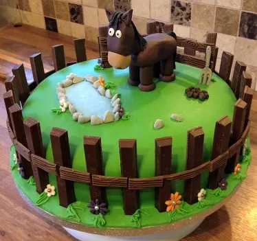Horse and field cartoon cake idea