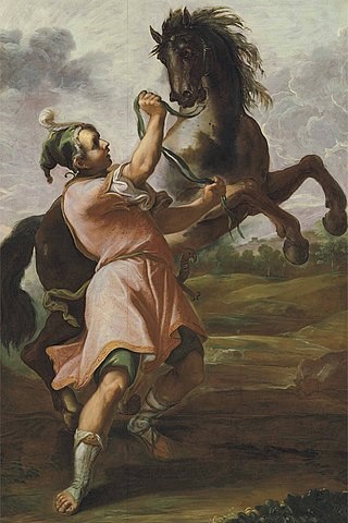 Young Alexander and Bucephalus painting