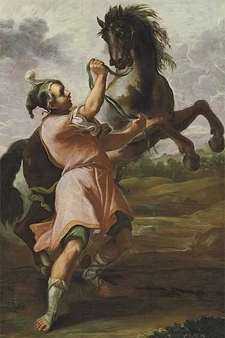 mladý Alexander a Bucephalus malba