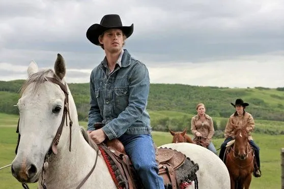 Caleb Odell (actor Kerry James) horse riding on Heartland set