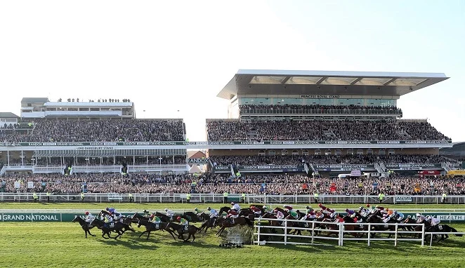 The Grand National horse race at Aintree race track in Liverpool, England