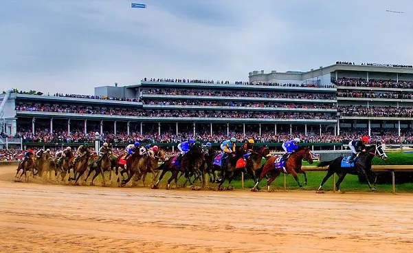 First corner of the Kentucky Derby horse racing in America