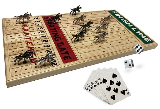 Family Board Games For Adults Kids Tabletop Horse Racing Set Wooden Classic Gift
