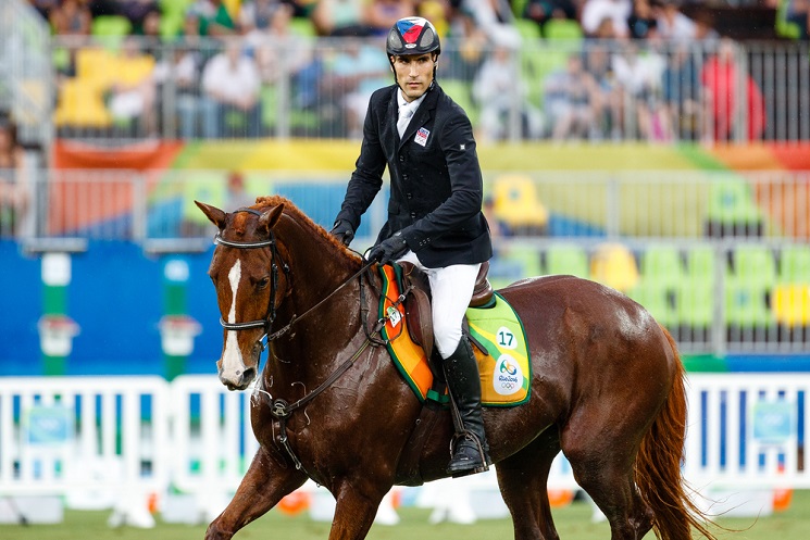 Horse rider in the Show Jumping part of the Modern Pentathlon in Rio de Janeiro, Brazil. August 18, 2016