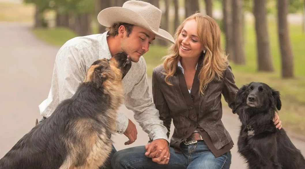 Amber Marshall with her husband Shawn Turner and their two dogs
