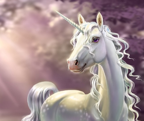 Beautiful digital unicorn art of a unicorn close up in the forest