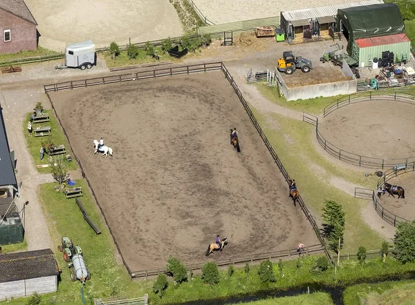 Aerial view of an equestrian centre