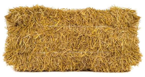 Square hay bale type on a white background