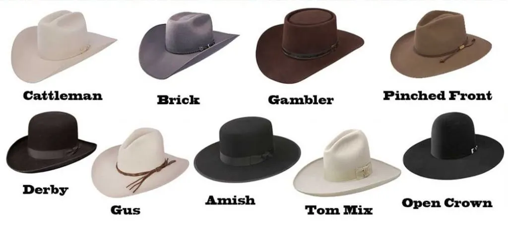 cowboy hat styles names