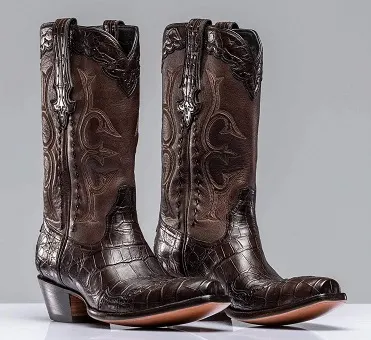 Chocolate Majestic Crocodile Buffalo Boots