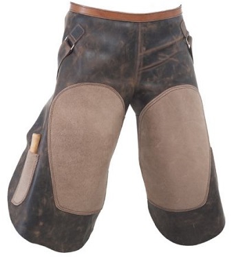 Western shoeing chaps worn by farriers