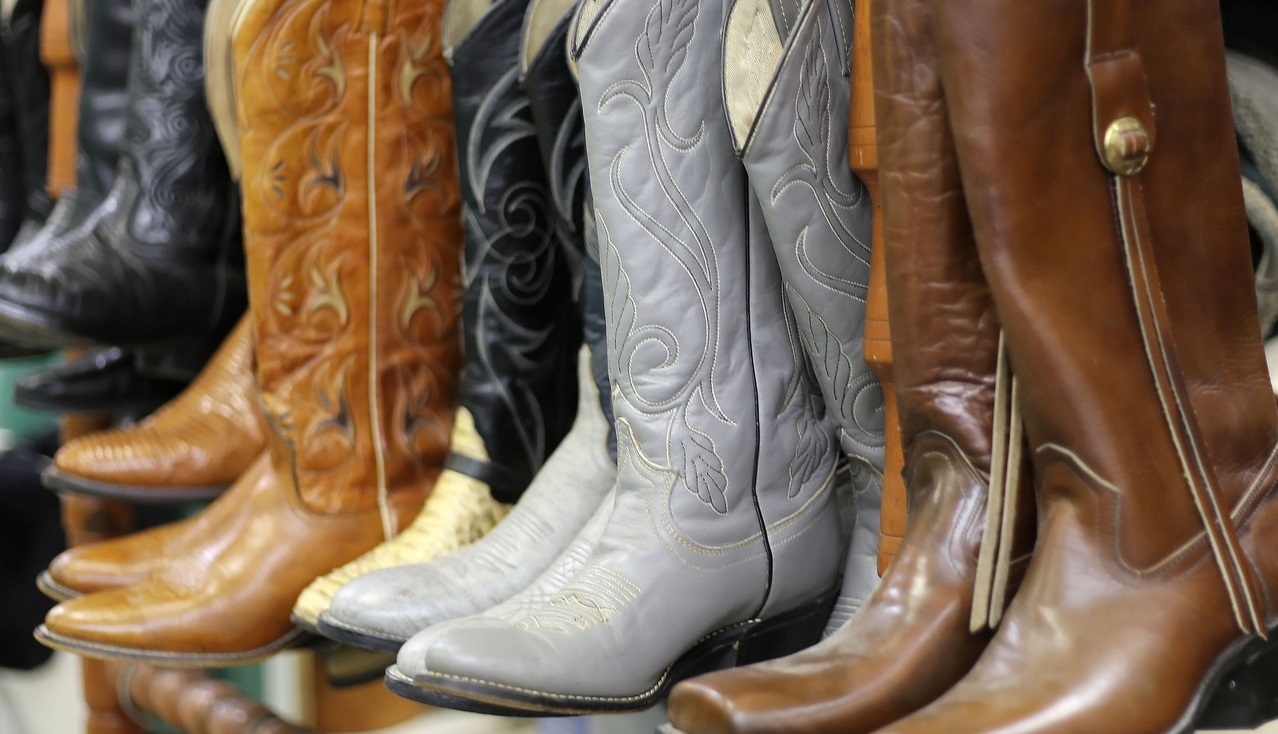Row of best cowboy boots made in USA