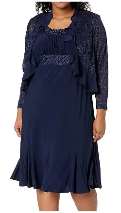 R&M Richards Women's Size Two PCE Plus Ruffle Jacket Over A Solid Dress