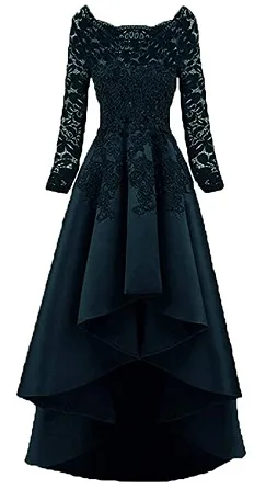Scarisee Womens Long Sleeves Beaded High Low Evening Prom Party Dresses Lacesa91