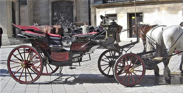 Landau type of horse-drawn carriage
