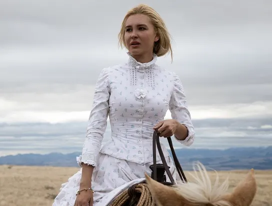 Elsa Dutton riding a horse in 1883