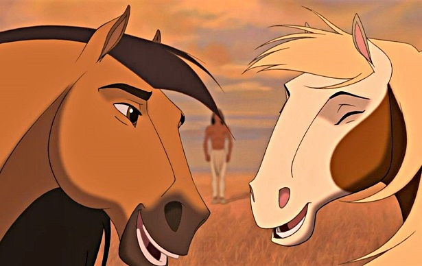 Horses talking on Spirit Stallion of the Cimarron movie
