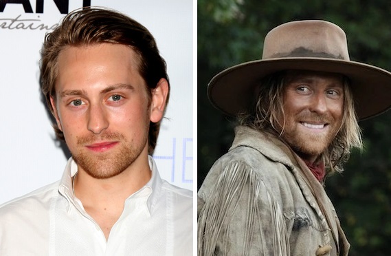 Actor Eric Nelsen on the left, and his character he plays in 1883, Ennis, on the right