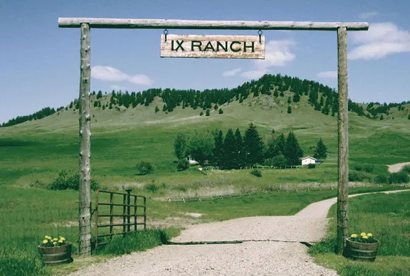 Entrance sign to IX Ranch in Montana