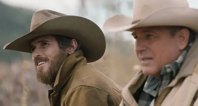 Lee Dutton and John Dutton in Yellowstone Season 1