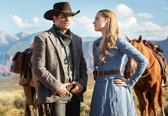 Characters Teddy and Deloros in the Westworld TV show