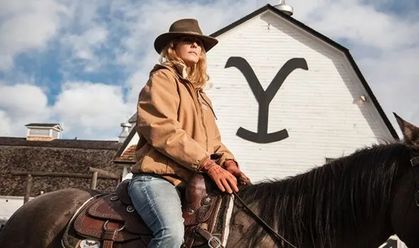 Beth Dutton riding a horse on the Yellowstone TV series