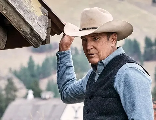 Kevin Costner playing the role of John Dutton in the Yellowstone TV show
