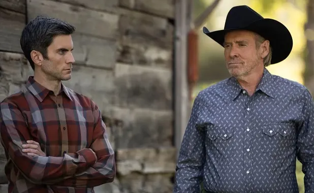 Jamie Dutton and his biological father Garrett Randall in the Yellowstone TV series