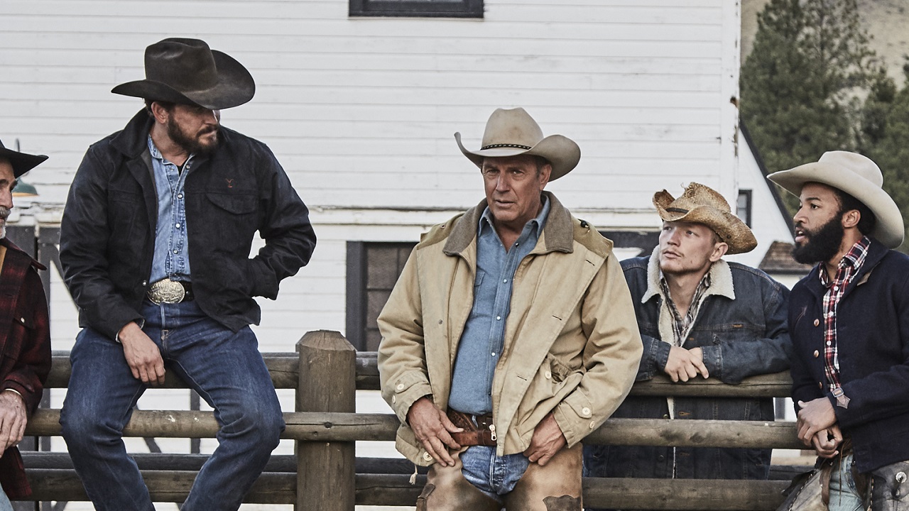John Dutton, Rip Wheeler, and Jimmy in the Yellowstone TV series