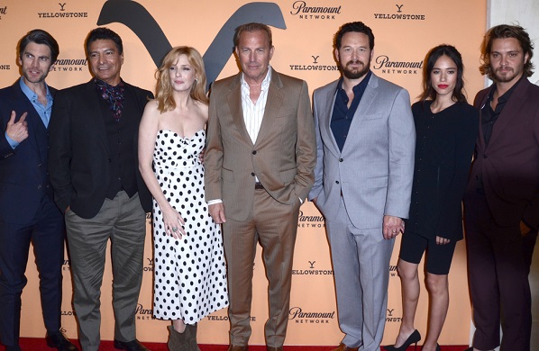Yellowstone cast who play the Dutton family at the Yellowstone Season 2 Premiere Party in 2019