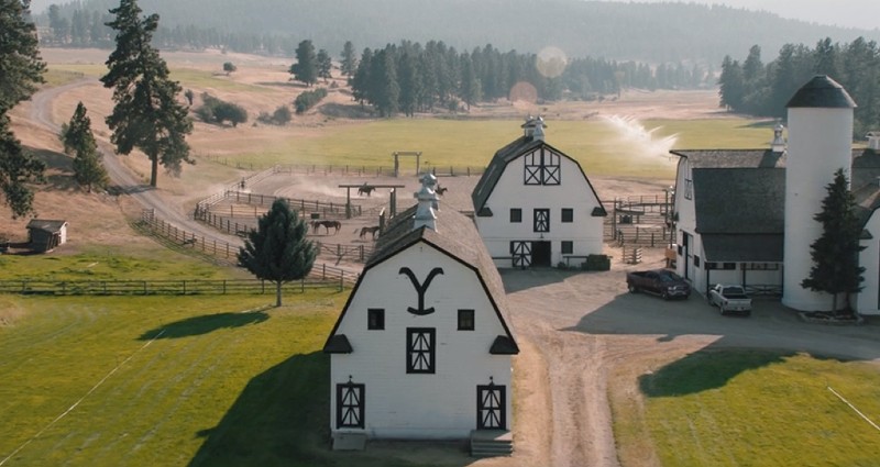 Aerial view of Yellowstone Dutton Ranch