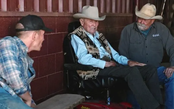 Jimmy, Buster Welch, and Barry Corbin at the 6666 ranch in Yellowstone