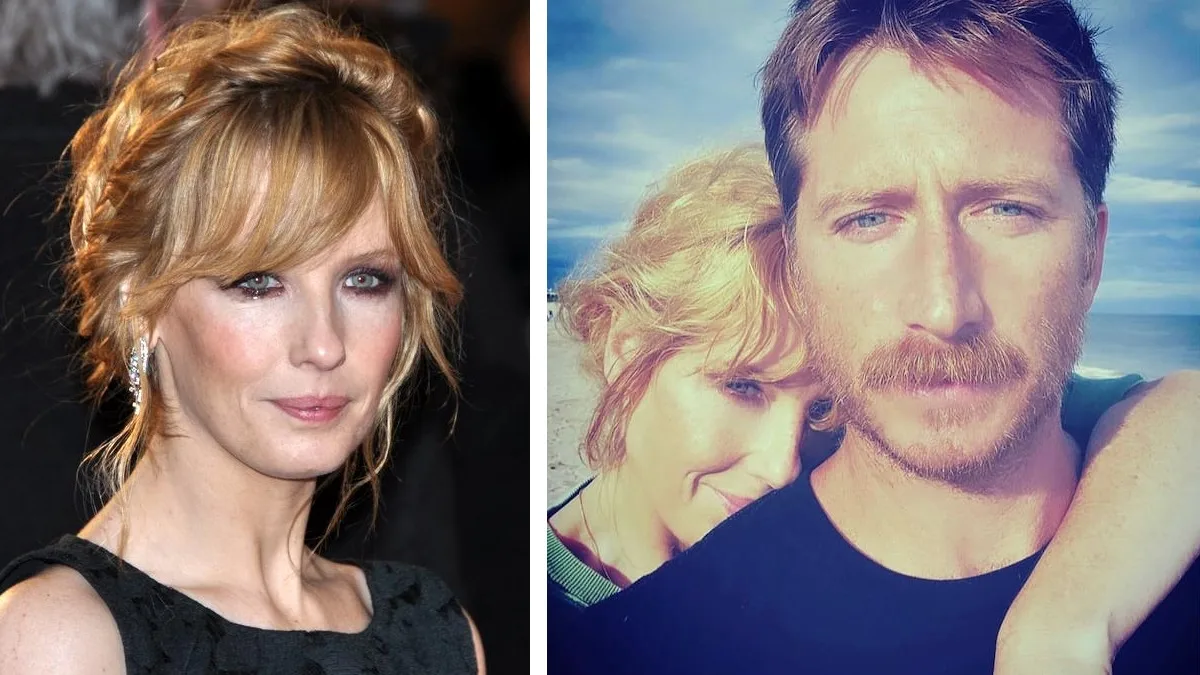 Kelly Reilly on the left, and Kelly Reilly and her husband Kyle Baugher on the right