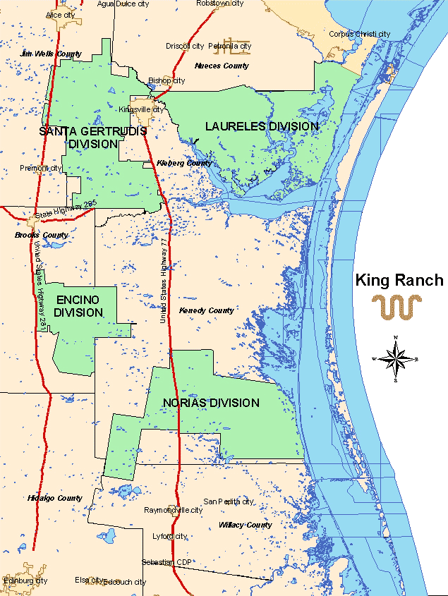 Map of King Ranch in Texas