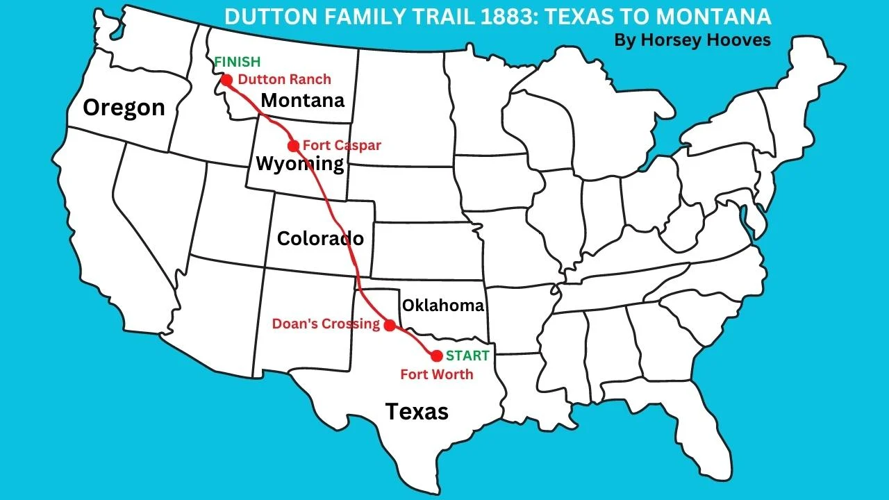 Map of the route the Dutton family take in 1883