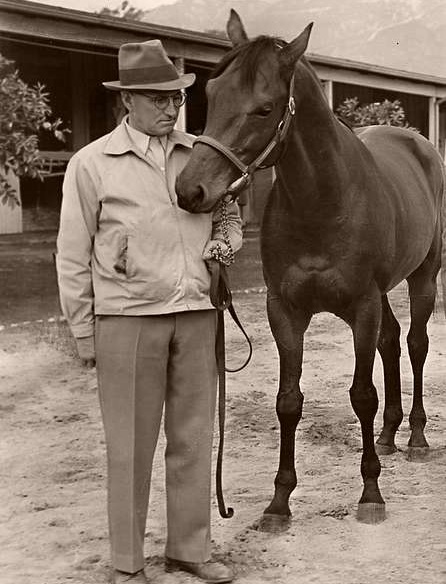 Seabiscuit racehorse with his trainer Tom Smith