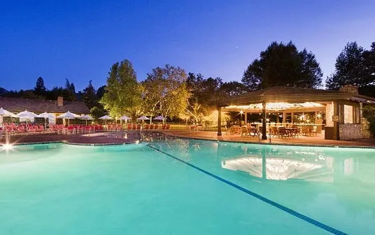 View of the pool and bar at Alisal Guest Ranch and Resort in California