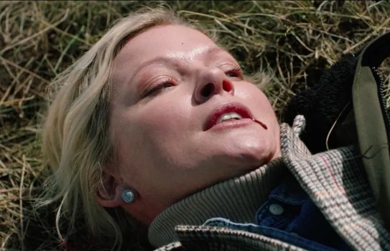 Close up of Evelyn Dutton laying on the floor bleeding from her mouth after falling off her horse and subsequently dying in the Yellowstone TV series