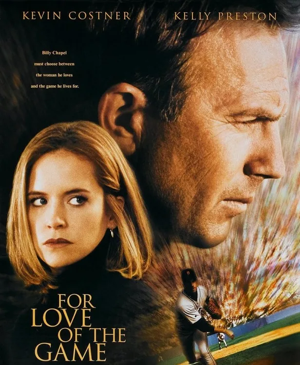 Kevin Costner and another actress in the For Love of the Game (1999) poster